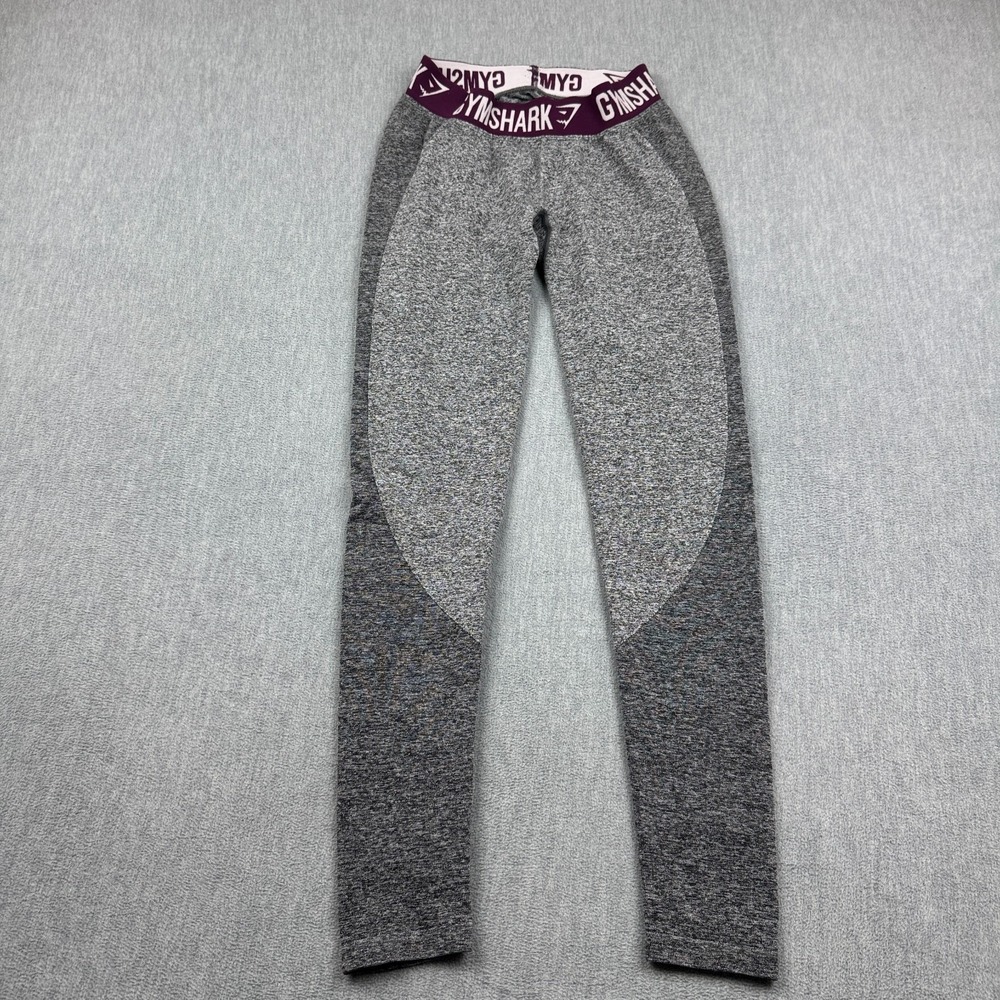 Gymshark Leggings Womens Small Gray Purple‎ Dry Flex Low Rise Stretch Yoga Pants